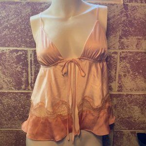 Victoria's Secret Vintage Y2K Pink Tie Babydoll Teddy Top
